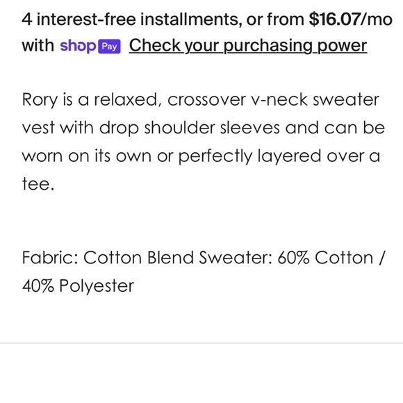 Michael Stars Cream Rory Oversized Short Sleeve Sweater Vest XS Beige - Picture 2 of 9